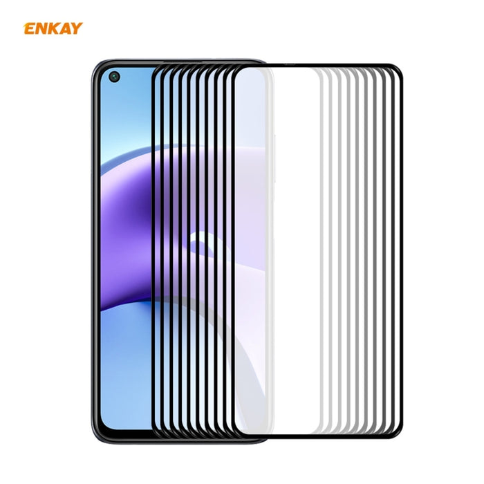 10 PCS ENKAY Hat-Prince Full Glue 0.26mm 9H 2.5D Película de cobertura total de vidrio templado, For Samsung Galaxy F62(10 PCS), For Xiaomi Redmi Note 9T (10 PCS), For Xiaomi Redmi 9T (10 PCS), For Xiaomi Redmi K40 (10 PCS)