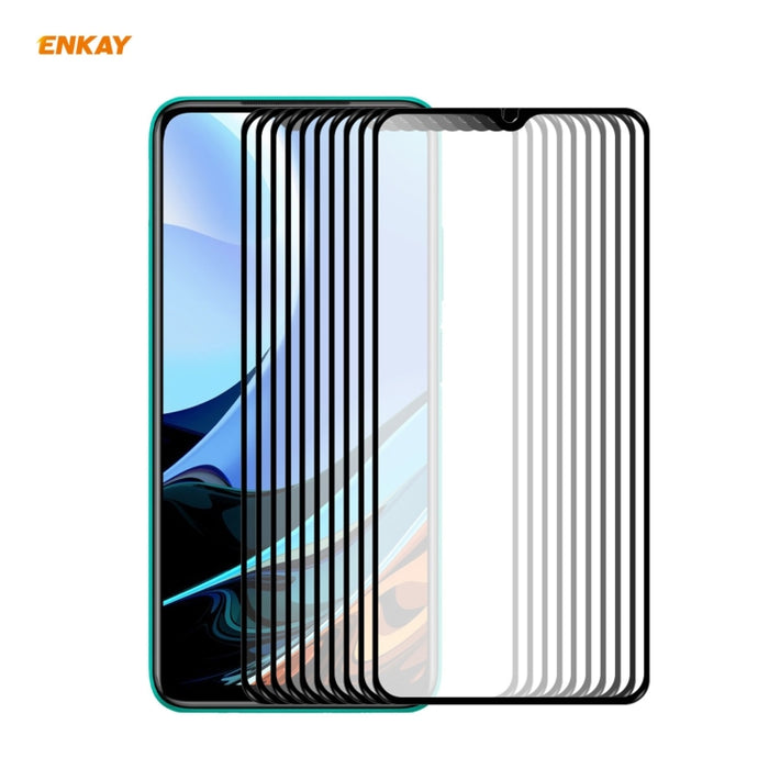 10 PCS ENKAY Hat-Prince Full Glue 0.26mm 9H 2.5D Película de cobertura total de vidrio templado, For Samsung Galaxy F62(10 PCS), For Xiaomi Redmi Note 9T (10 PCS), For Xiaomi Redmi 9T (10 PCS), For Xiaomi Redmi K40 (10 PCS)