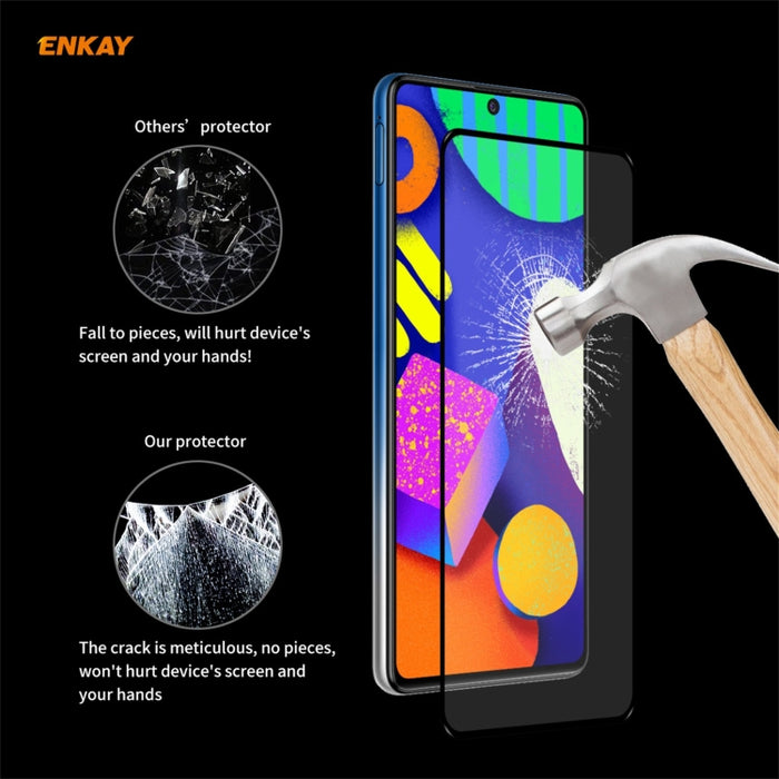 10 PCS ENKAY Hat-Prince Full Glue 0.26mm 9H 2.5D Película de cobertura total de vidrio templado, For Samsung Galaxy F62(10 PCS), For Xiaomi Redmi Note 9T (10 PCS), For Xiaomi Redmi 9T (10 PCS), For Xiaomi Redmi K40 (10 PCS)