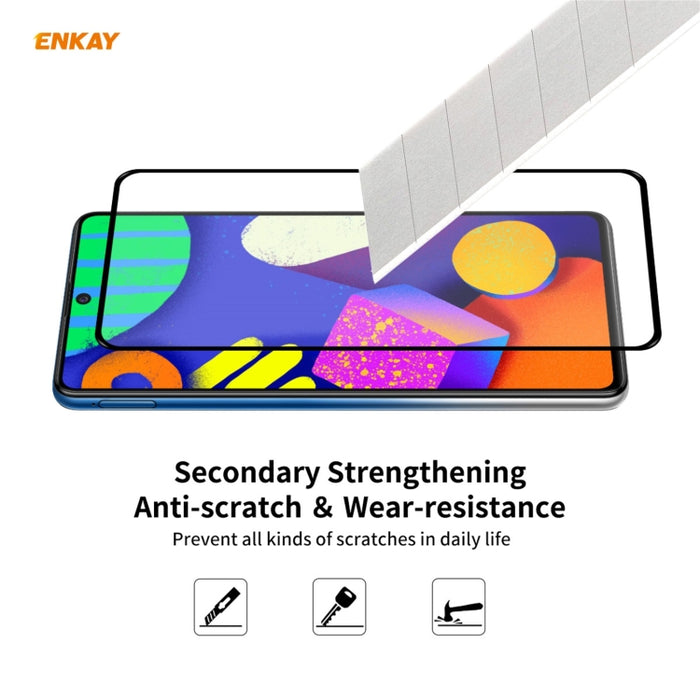 10 PCS ENKAY Hat-Prince Full Glue 0.26mm 9H 2.5D Película de cobertura total de vidrio templado, For Samsung Galaxy F62(10 PCS), For Xiaomi Redmi Note 9T (10 PCS), For Xiaomi Redmi 9T (10 PCS), For Xiaomi Redmi K40 (10 PCS)