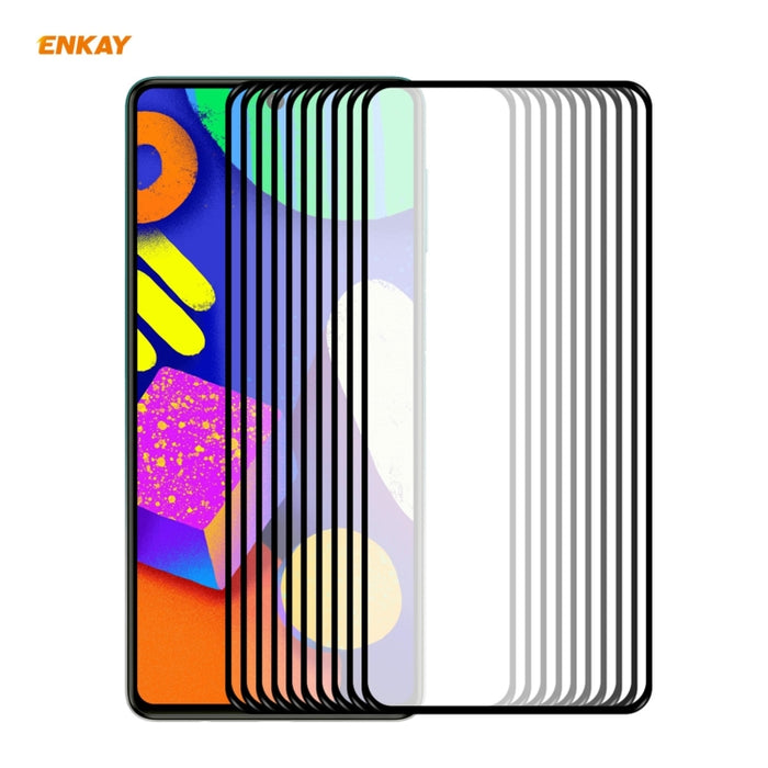 10 PCS ENKAY Hat-Prince Full Glue 0.26mm 9H 2.5D Película de cobertura total de vidrio templado, For Samsung Galaxy F62(10 PCS), For Xiaomi Redmi Note 9T (10 PCS), For Xiaomi Redmi 9T (10 PCS), For Xiaomi Redmi K40 (10 PCS)