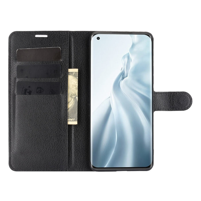 Para Xiaomi Mi 11 Litchi Texture Funda protectora con tapa horizontal con soporte y ranuras para tarjetas y billetera, For Xiaomi Mi 11