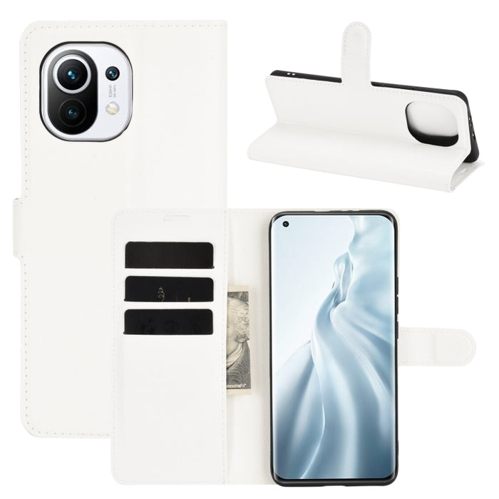 Para Xiaomi Mi 11 Litchi Texture Funda protectora con tapa horizontal con soporte y ranuras para tarjetas y billetera, For Xiaomi Mi 11
