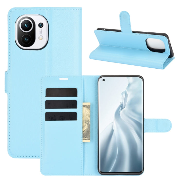 Para Xiaomi Mi 11 Litchi Texture Funda protectora con tapa horizontal con soporte y ranuras para tarjetas y billetera, For Xiaomi Mi 11