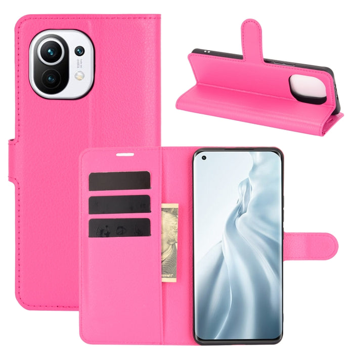 Para Xiaomi Mi 11 Litchi Texture Funda protectora con tapa horizontal con soporte y ranuras para tarjetas y billetera, For Xiaomi Mi 11
