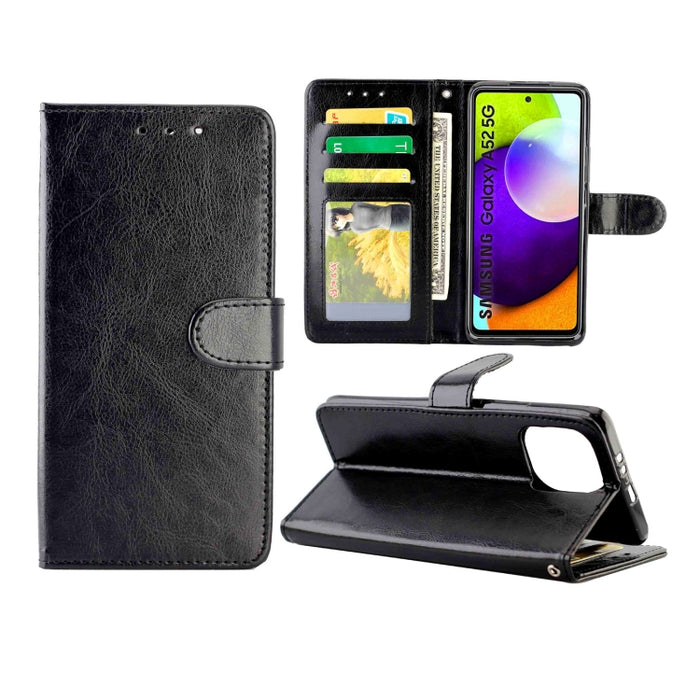Estuche protector con tapa horizontal de cuero con textura de caballo loco con soporte y ranuras para tarjetas y billetera y marco de fotos, For Samsung Galaxy A52 5G, For Samsung Galaxy A72 5G, For Samsung Galaxy A32 5G, For Samsung Galaxy A02S       ...