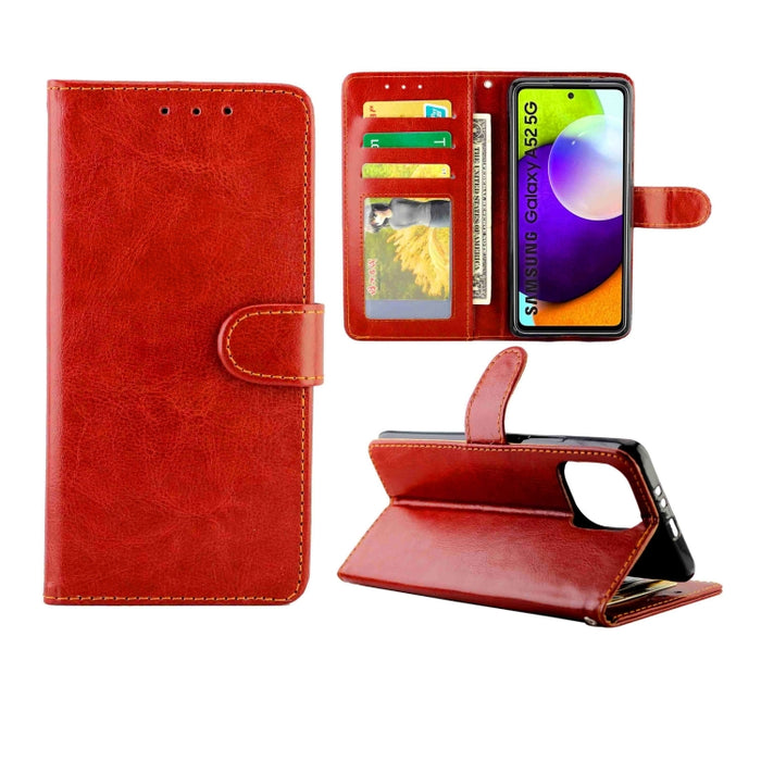 Estuche protector con tapa horizontal de cuero con textura de caballo loco con soporte y ranuras para tarjetas y billetera y marco de fotos, For Samsung Galaxy A52 5G, For Samsung Galaxy A72 5G, For Samsung Galaxy A32 5G, For Samsung Galaxy A02S       ...