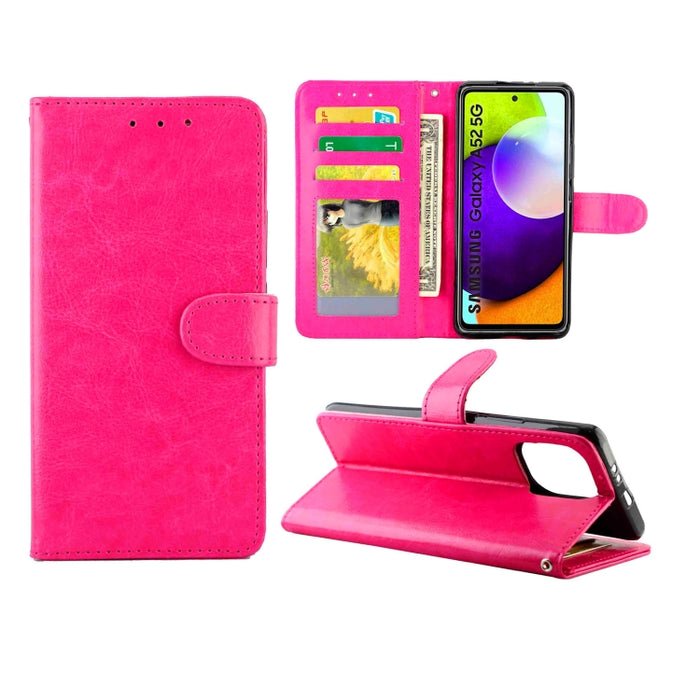 Estuche protector con tapa horizontal de cuero con textura de caballo loco con soporte y ranuras para tarjetas y billetera y marco de fotos, For Samsung Galaxy A52 5G, For Samsung Galaxy A72 5G, For Samsung Galaxy A32 5G, For Samsung Galaxy A02S       ...