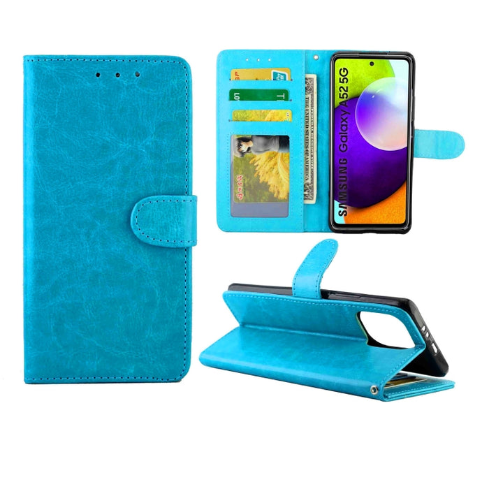 Estuche protector con tapa horizontal de cuero con textura de caballo loco con soporte y ranuras para tarjetas y billetera y marco de fotos, For Samsung Galaxy A52 5G, For Samsung Galaxy A72 5G, For Samsung Galaxy A32 5G, For Samsung Galaxy A02S       ...