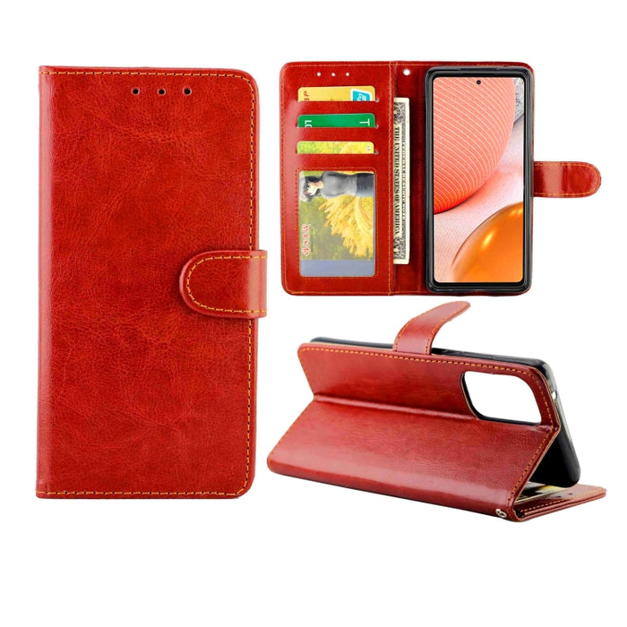 Estuche protector con tapa horizontal de cuero con textura de caballo loco con soporte y ranuras para tarjetas y billetera y marco de fotos, For Samsung Galaxy A52 5G, For Samsung Galaxy A72 5G, For Samsung Galaxy A32 5G, For Samsung Galaxy A02S       ...