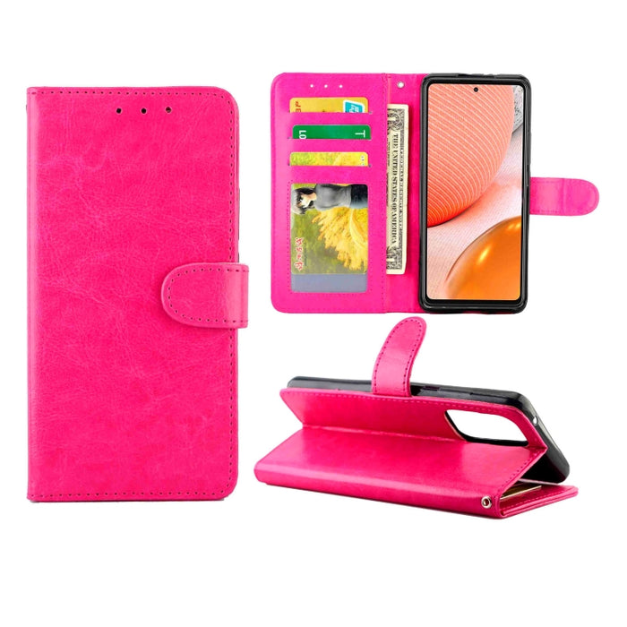 Estuche protector con tapa horizontal de cuero con textura de caballo loco con soporte y ranuras para tarjetas y billetera y marco de fotos, For Samsung Galaxy A52 5G, For Samsung Galaxy A72 5G, For Samsung Galaxy A32 5G, For Samsung Galaxy A02S       ...