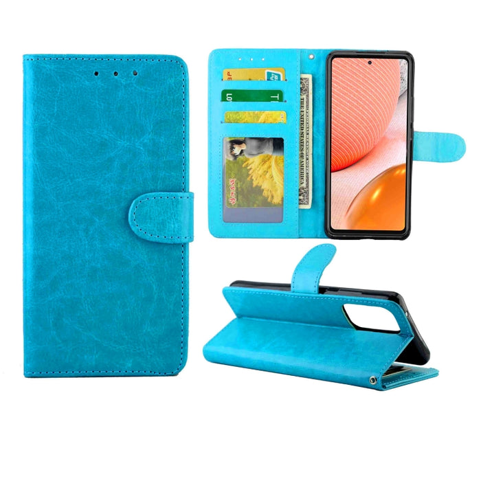 Estuche protector con tapa horizontal de cuero con textura de caballo loco con soporte y ranuras para tarjetas y billetera y marco de fotos, For Samsung Galaxy A52 5G, For Samsung Galaxy A72 5G, For Samsung Galaxy A32 5G, For Samsung Galaxy A02S       ...