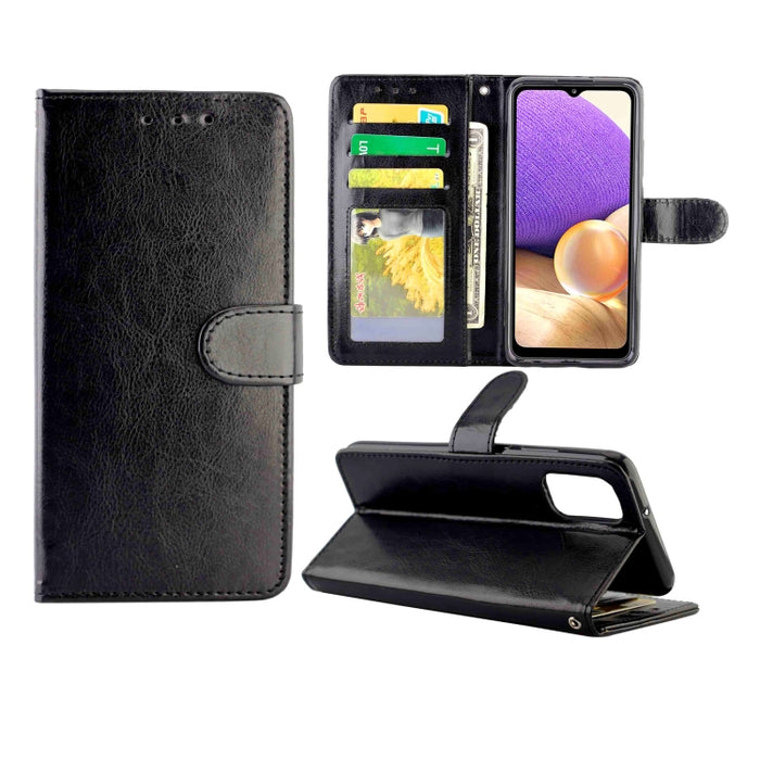 Estuche protector con tapa horizontal de cuero con textura de caballo loco con soporte y ranuras para tarjetas y billetera y marco de fotos, For Samsung Galaxy A52 5G, For Samsung Galaxy A72 5G, For Samsung Galaxy A32 5G, For Samsung Galaxy A02S       ...