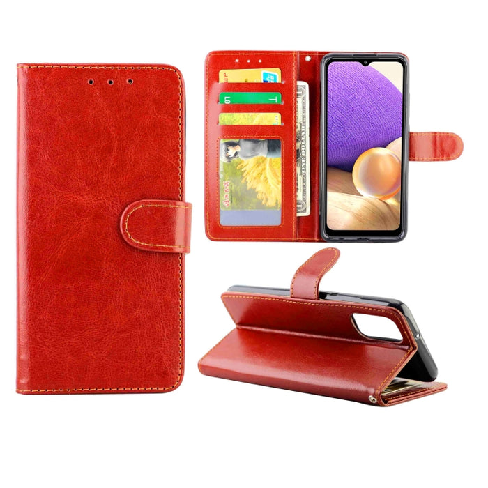 Estuche protector con tapa horizontal de cuero con textura de caballo loco con soporte y ranuras para tarjetas y billetera y marco de fotos, For Samsung Galaxy A52 5G, For Samsung Galaxy A72 5G, For Samsung Galaxy A32 5G, For Samsung Galaxy A02S       ...