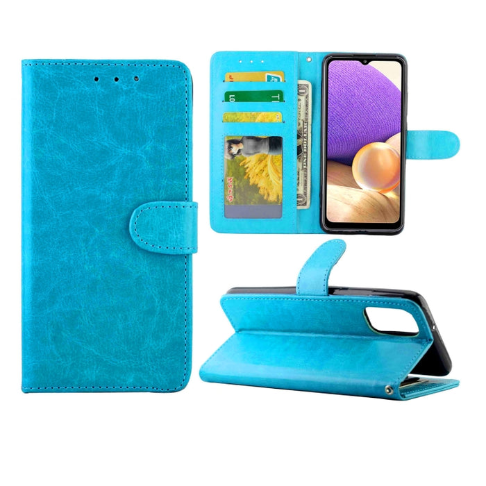 Estuche protector con tapa horizontal de cuero con textura de caballo loco con soporte y ranuras para tarjetas y billetera y marco de fotos, For Samsung Galaxy A52 5G, For Samsung Galaxy A72 5G, For Samsung Galaxy A32 5G, For Samsung Galaxy A02S       ...