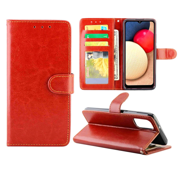 Estuche protector con tapa horizontal de cuero con textura de caballo loco con soporte y ranuras para tarjetas y billetera y marco de fotos, For Samsung Galaxy A52 5G, For Samsung Galaxy A72 5G, For Samsung Galaxy A32 5G, For Samsung Galaxy A02S       ...