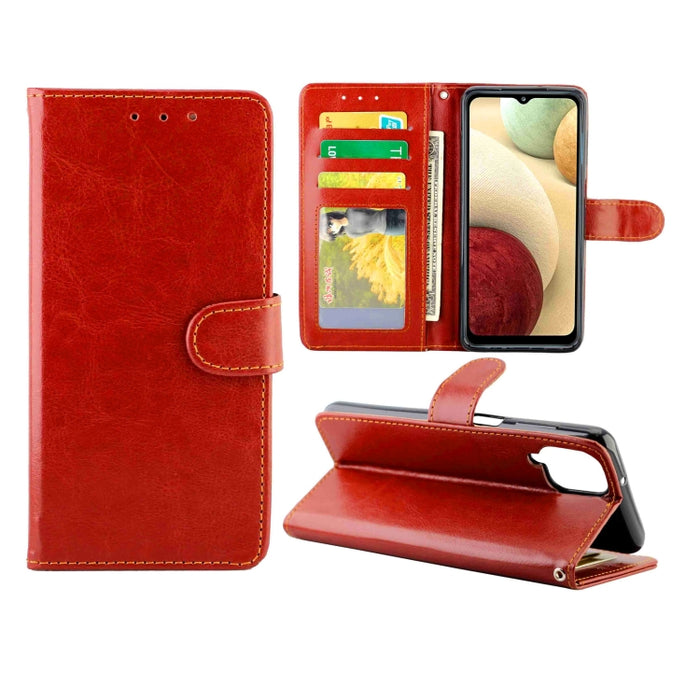 Estuche protector con tapa horizontal de cuero con textura de caballo loco con soporte y ranuras para tarjetas y billetera y marco de fotos, For Samsung Galaxy A52 5G, For Samsung Galaxy A72 5G, For Samsung Galaxy A32 5G, For Samsung Galaxy A02S       ...