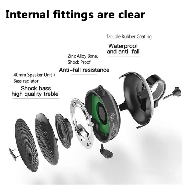 S360 Altavoz Bluetooth portátil para bicicletas al aire libre IPX7 Altavoz impermeable a prueba de polvo a prueba de golpes, soporte TF