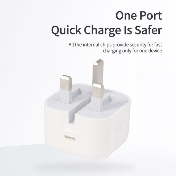 Cargador de viaje plegable con interfaz tipo C / USB-C A234 20W PD 3.0, enchufe para Reino Unido