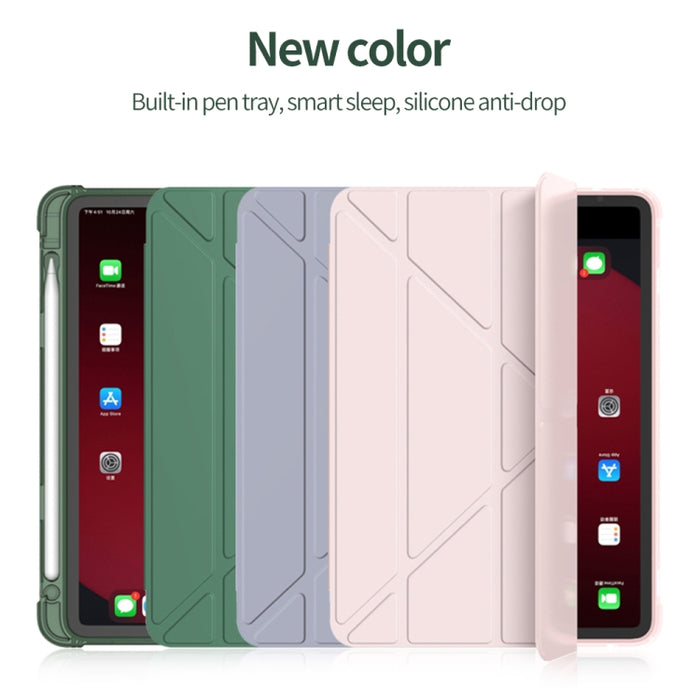 Funda protectora de TPU anticaída mate de cuero PU con superficie plegable múltiple con ranura para bolígrafo para iPad Air 2020 10.9