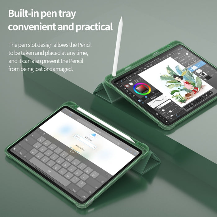Funda protectora de TPU anticaída mate de cuero PU con superficie plegable múltiple con ranura para bolígrafo para iPad Air 2020 10.9