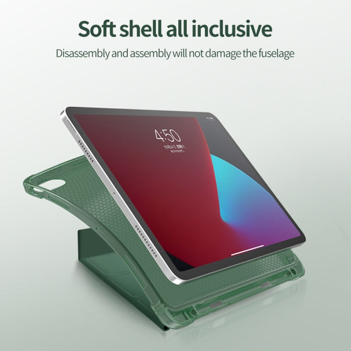 Funda protectora de TPU anticaída mate de cuero PU con superficie plegable múltiple con ranura para bolígrafo para iPad Air 2020 10.9