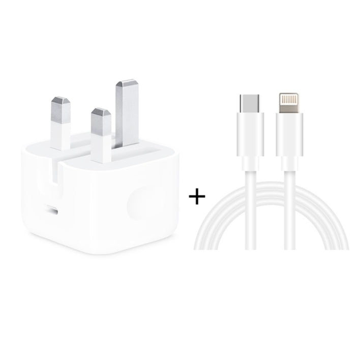 Cargador de viaje plegable A2344 20W PD 3.0 Type-C / USB-C + Juego de cables de datos de carga rápida USB-C / Type-C a 8 pines, enchufe para el Reino Unido, longitud: 2 m