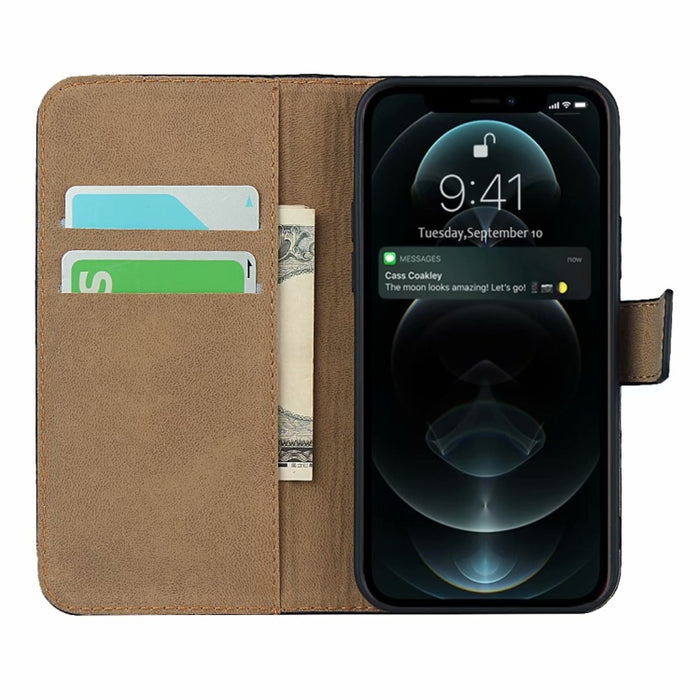 Estuche con tapa horizontal de cuero de vaca de textura lisa con cierre magnético y soporte y ranuras para tarjetas y billetera, For iPhone 12 Pro Max, For iPhone 12 / 12 Pro, For iPhone 12 Mini, For Samsung Galaxy S20 FE