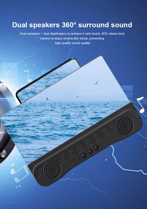 Altavoz Bluetooth antiultravioleta K9, soporte para amplificador de pantalla de teléfono móvil HD de 14 pulgadas, fuente de alimentación de emergencia