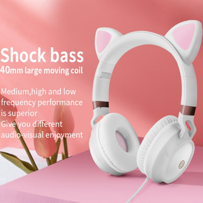 P28 Oreja de Gato Auriculares con Cable Auriculares Estéreo Muisc con Micrófono