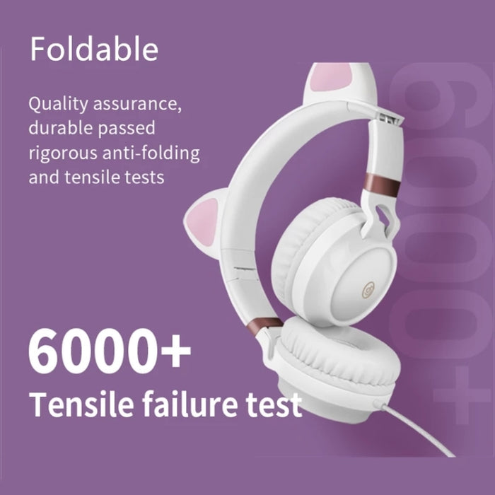 P28 Oreja de Gato Auriculares con Cable Auriculares Estéreo Muisc con Micrófono