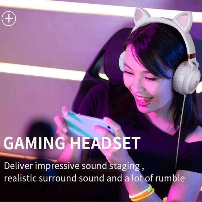 P28 Oreja de Gato Auriculares con Cable Auriculares Estéreo Muisc con Micrófono