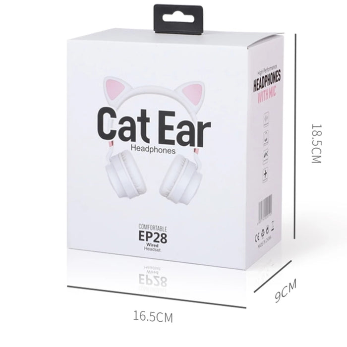 P28 Oreja de Gato Auriculares con Cable Auriculares Estéreo Muisc con Micrófono
