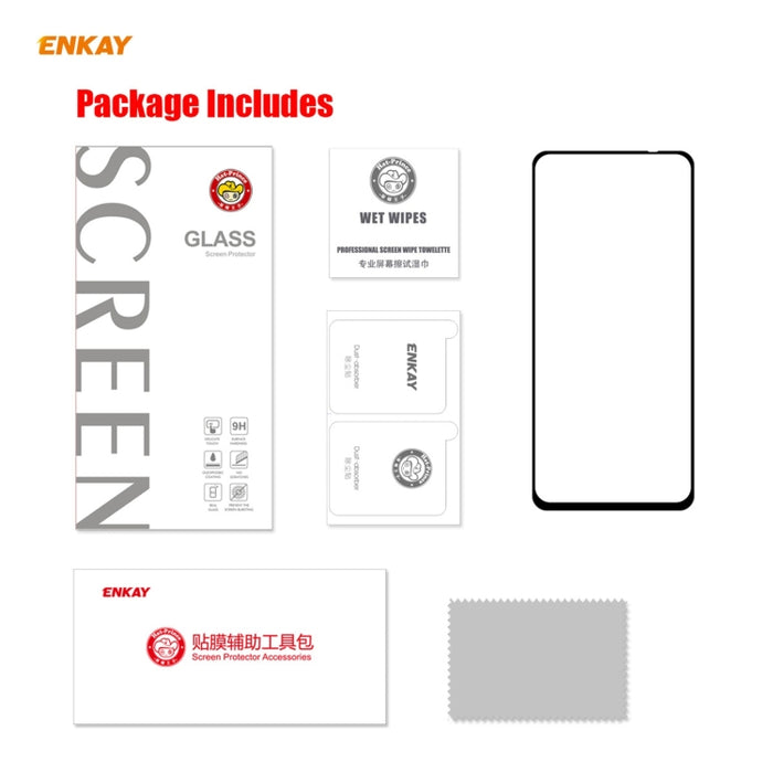 ENKAY Hat-Prince Full Glue 0.26mm 9H 2.5D Película de cobertura total de vidrio templado, For Redmi Note 10 / Note 10S, For Redmi Note 10 Pro / Note 10 Pro Max, For OnePlus 9 / 9R, For Huawei P50 (1 PC)