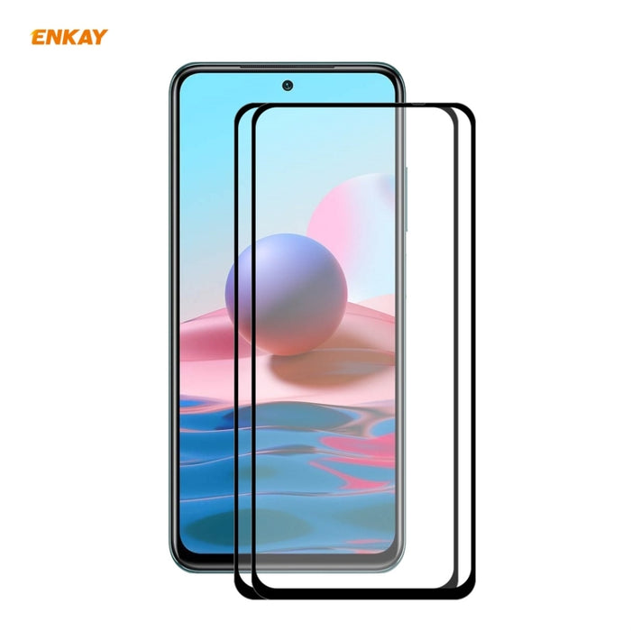 2 PCS ENKAY Hat-Prince Full Glue 0.26mm 9H 2.5D Película de cobertura total de vidrio templado, For Redmi Note 10 / Note 10S, For Redmi Note 10 Pro / Note 10 Pro Max, For OnePlus 9 / 9R, For Huawei P50
