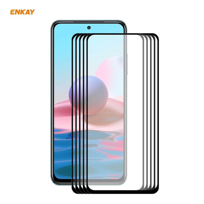 5 PCS ENKAY Hat-Prince Full Glue 0.26mm 9H 2.5D Película de cobertura total de vidrio templado, For Redmi Note 10 / Note 10S, For Redmi Note 10 Pro / Note 10 Pro Max, For OnePlus 9 / 9R, For Huawei P50 (5 PCS)