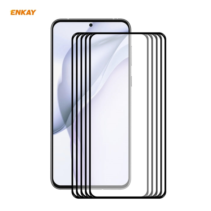 5 PCS ENKAY Hat-Prince Full Glue 0.26mm 9H 2.5D Película de cobertura total de vidrio templado, For Redmi Note 10 / Note 10S, For Redmi Note 10 Pro / Note 10 Pro Max, For OnePlus 9 / 9R, For Huawei P50 (5 PCS)