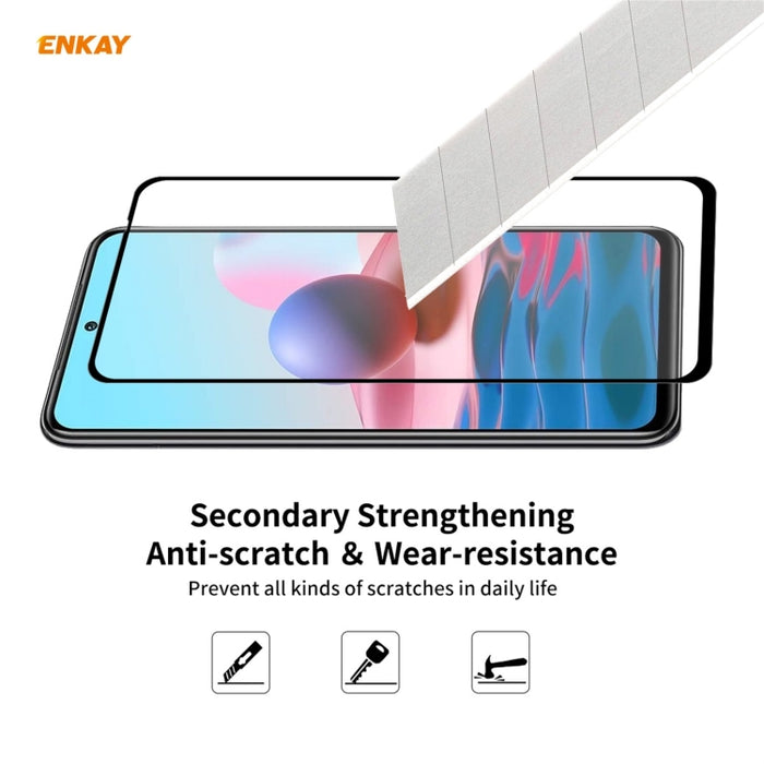 10 PCS ENKAY Hat-Prince Full Glue 0.26mm 9H 2.5D Película de cobertura total de vidrio templado, For Redmi Note 10 / Note 10S, For Redmi Note 10 Pro / Note 10 Pro Max, For OnePlus 9 / 9R, For Huawei P50