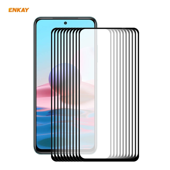 10 PCS ENKAY Hat-Prince Full Glue 0.26mm 9H 2.5D Película de cobertura total de vidrio templado, For Redmi Note 10 / Note 10S, For Redmi Note 10 Pro / Note 10 Pro Max, For OnePlus 9 / 9R, For Huawei P50