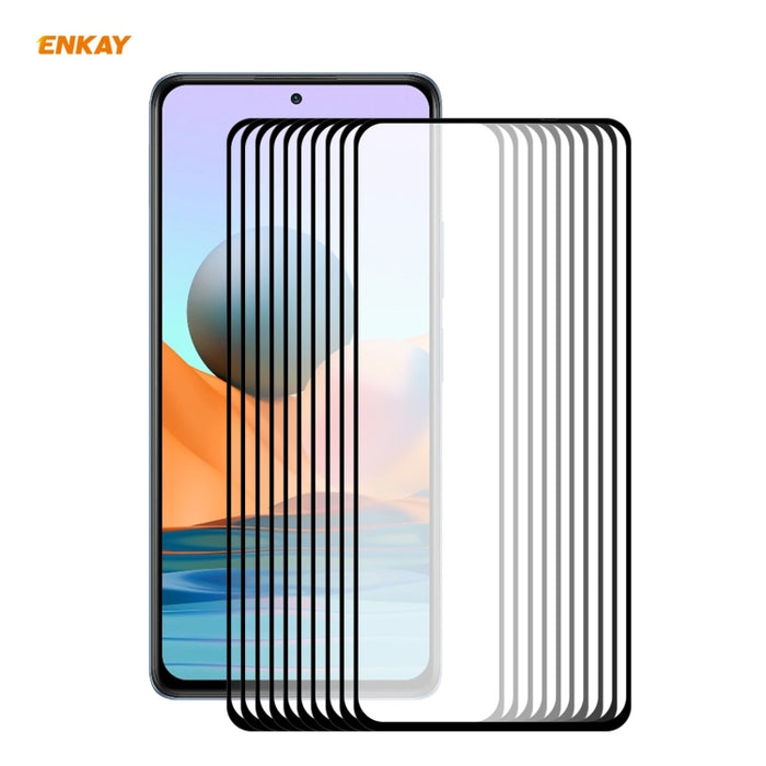 10 PCS ENKAY Hat-Prince Full Glue 0.26mm 9H 2.5D Película de cobertura total de vidrio templado, For Redmi Note 10 / Note 10S, For Redmi Note 10 Pro / Note 10 Pro Max, For OnePlus 9 / 9R, For Huawei P50