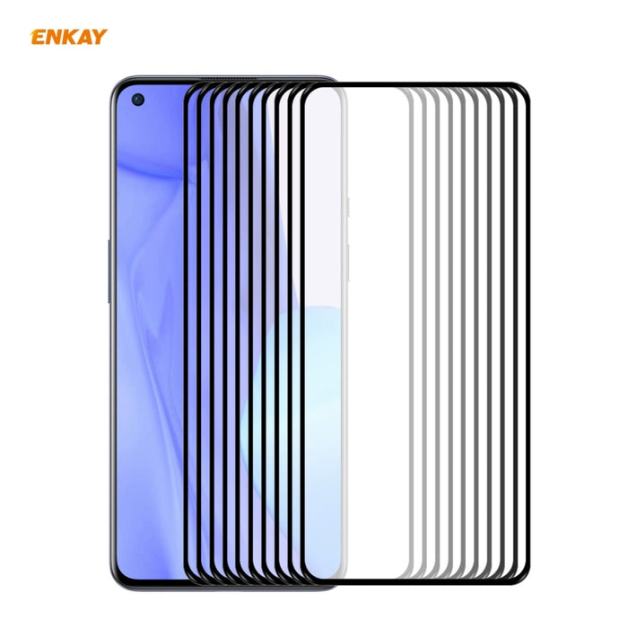 10 PCS ENKAY Hat-Prince Full Glue 0.26mm 9H 2.5D Película de cobertura total de vidrio templado, For Redmi Note 10 / Note 10S, For Redmi Note 10 Pro / Note 10 Pro Max, For OnePlus 9 / 9R, For Huawei P50