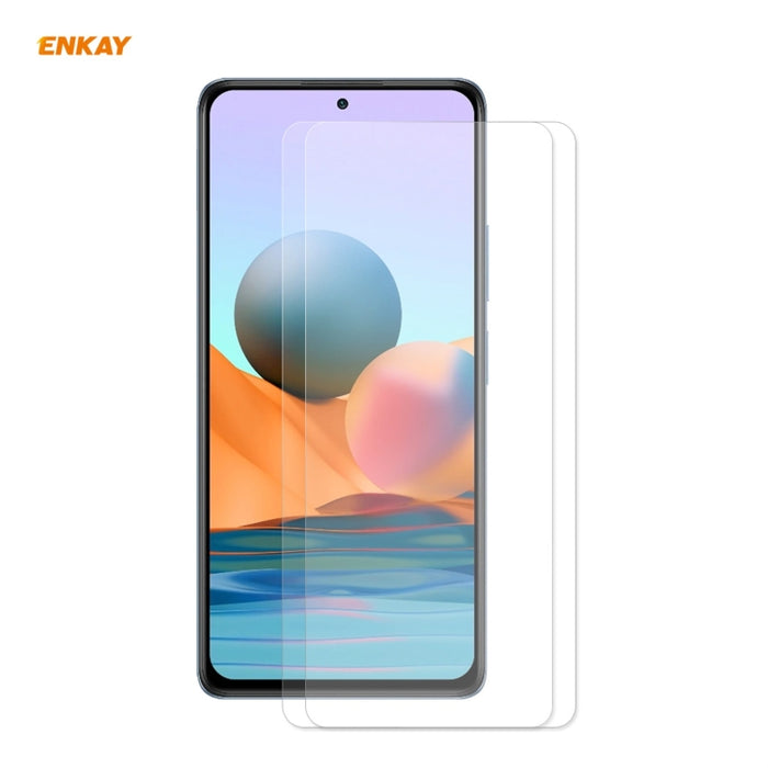 2 PCS ENKAY Hat-Prince 0.26mm 9H 2.5D Película de vidrio templado de borde curvo, For Redmi Note 10 / Note 10S, For Redmi Note 10 Pro / Note 10 Pro Max, For OnePlus 9 / 9R, For Huawei P50