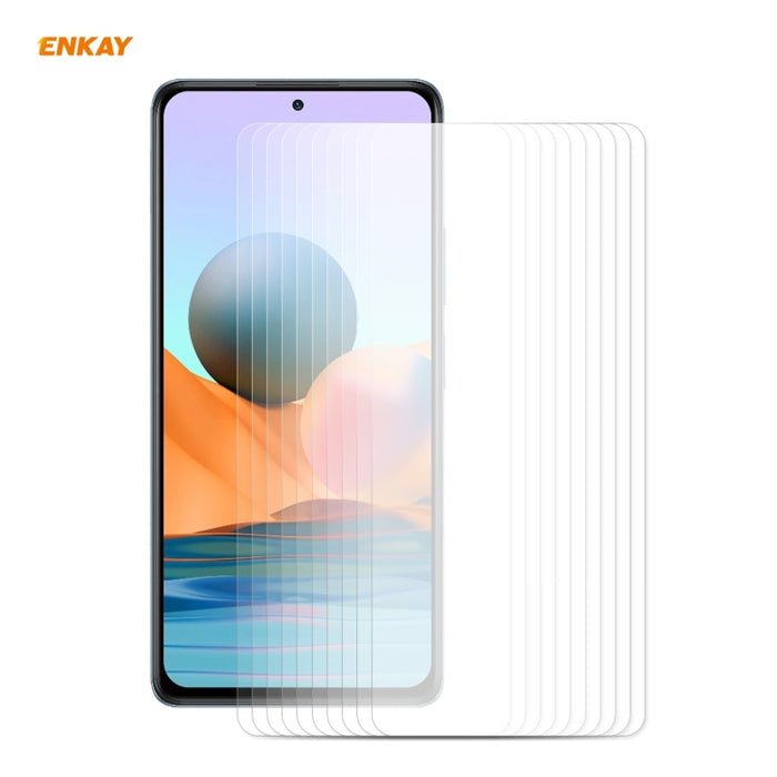 10 PCS ENKAY Hat-Prince 0.26mm 9H 2.5D Película de vidrio templado de borde curvo, For Redmi Note 10 / Note 10S, For Redmi Note 10 Pro / Note 10 Pro Max, For OnePlus 9 / 9R, For Huawei P50