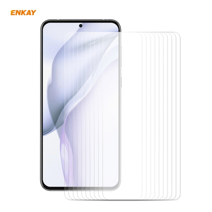 10 PCS ENKAY Hat-Prince 0.26mm 9H 2.5D Película de vidrio templado de borde curvo, For Redmi Note 10 / Note 10S, For Redmi Note 10 Pro / Note 10 Pro Max, For OnePlus 9 / 9R, For Huawei P50