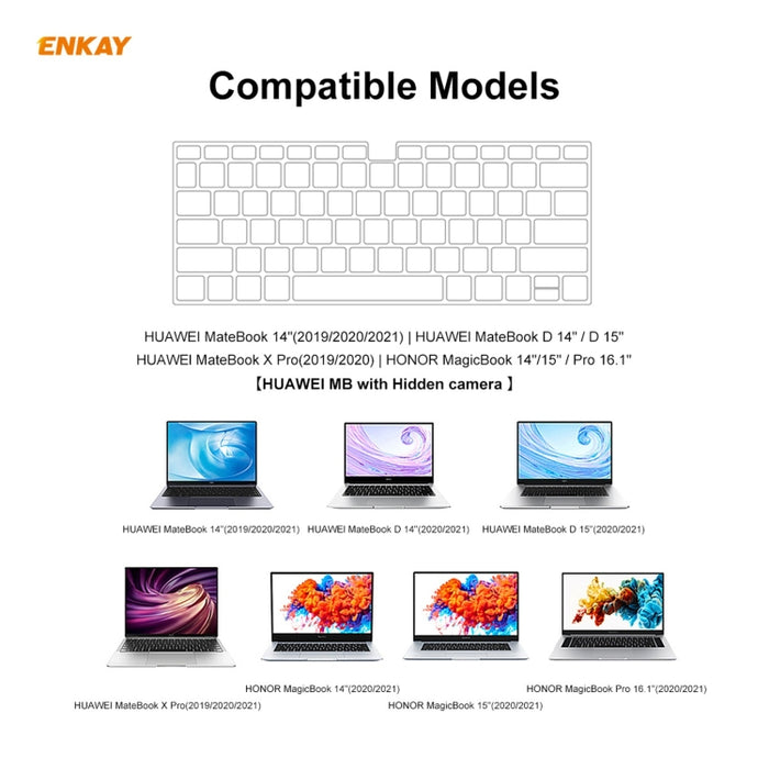 ENKAY Ultrathin Soft TPU Keyboard Protector Film, versión de EE. UU., For Huawei MateBook 14 inch, For Honor MagicBook 14 / 15, For Huawei MateBook D 14 inch / D 15.6 inch, For Honor MagicBook Pro, For Huawei MateBook X Pro (2019 / 2020)