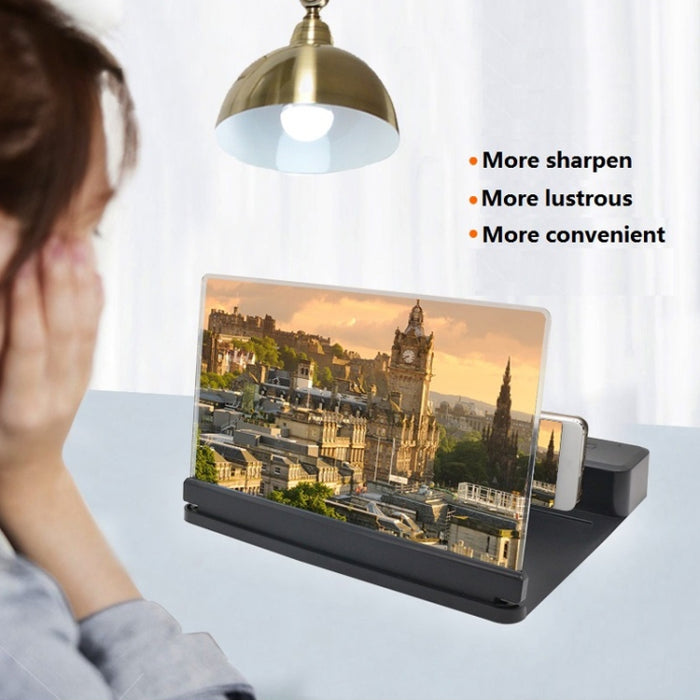 Lupa de pantalla de teléfono 3D pantalla HD Smartphone película Video lupa portátil plegable pantalla ampliada expansor soporte de escritorio, 12 inch