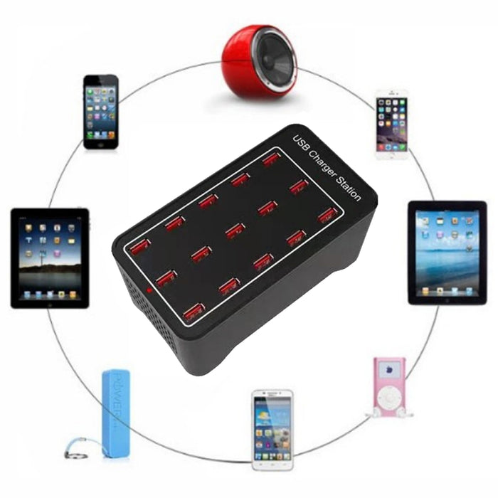 XLD-A7 100W 15 puertos USB Estación de carga rápida Cargador inteligente, CA 100-240V, 100W 15 USB Ports EU Plug, 100W 15 USB Ports US Plug, 100W 15 USB Ports AU Plug, 100W 15 USB Ports UK Plug