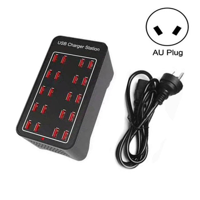 100W 20 puertos USB Estación de carga rápida Cargador inteligente, CA 100-240V, 100W 20 USB Ports EU Plug, 100W 20 USB Ports US Plug, 100W 20 USB Ports AU Plug, 100W 20 USB Ports UK Plug
