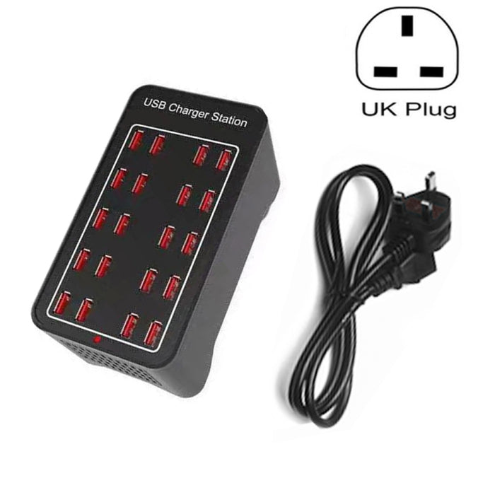 100W 20 puertos USB Estación de carga rápida Cargador inteligente, CA 100-240V, 100W 20 USB Ports EU Plug, 100W 20 USB Ports US Plug, 100W 20 USB Ports AU Plug, 100W 20 USB Ports UK Plug