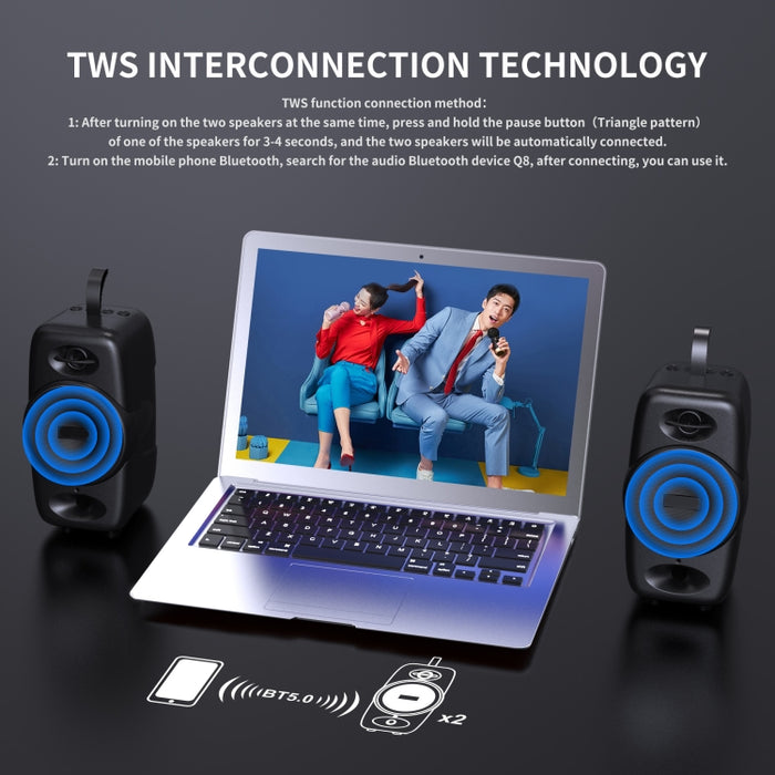 Altavoz Bluetooth cilíndrico portátil BT08, compatible con tarjeta TF/FM/disco AUX/U de 3,5 mm